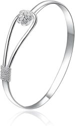 WEILYDF 925 sterling silver bracelet elegant clip-style button style floral design bracelet classic bracelet jewelry women's girls